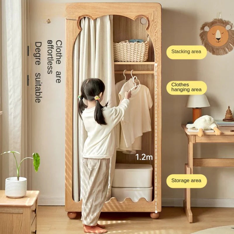 Beech Solid Wood Kids Wardrobe.