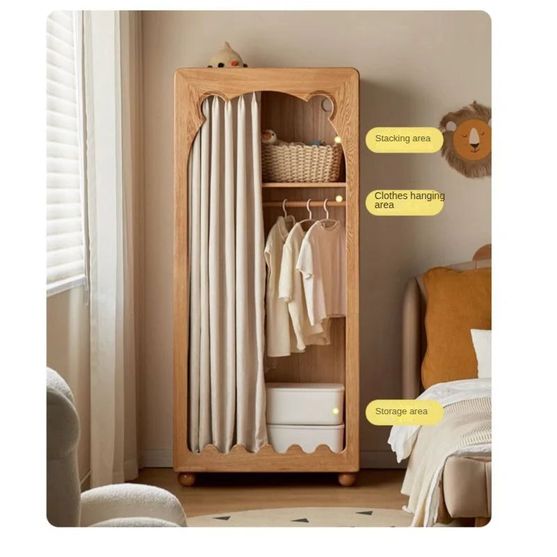 Beech Solid Wood Kids Wardrobe.