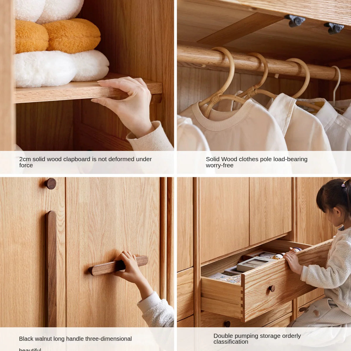 Oak Solid Wood Kids Wardrobe