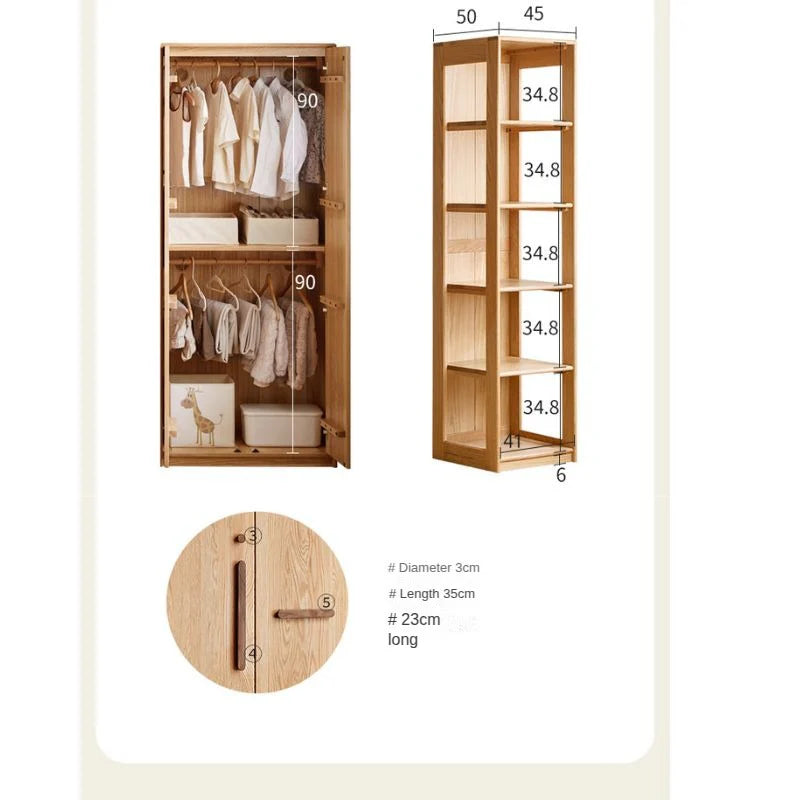 Oak Solid Wood Kids Wardrobe