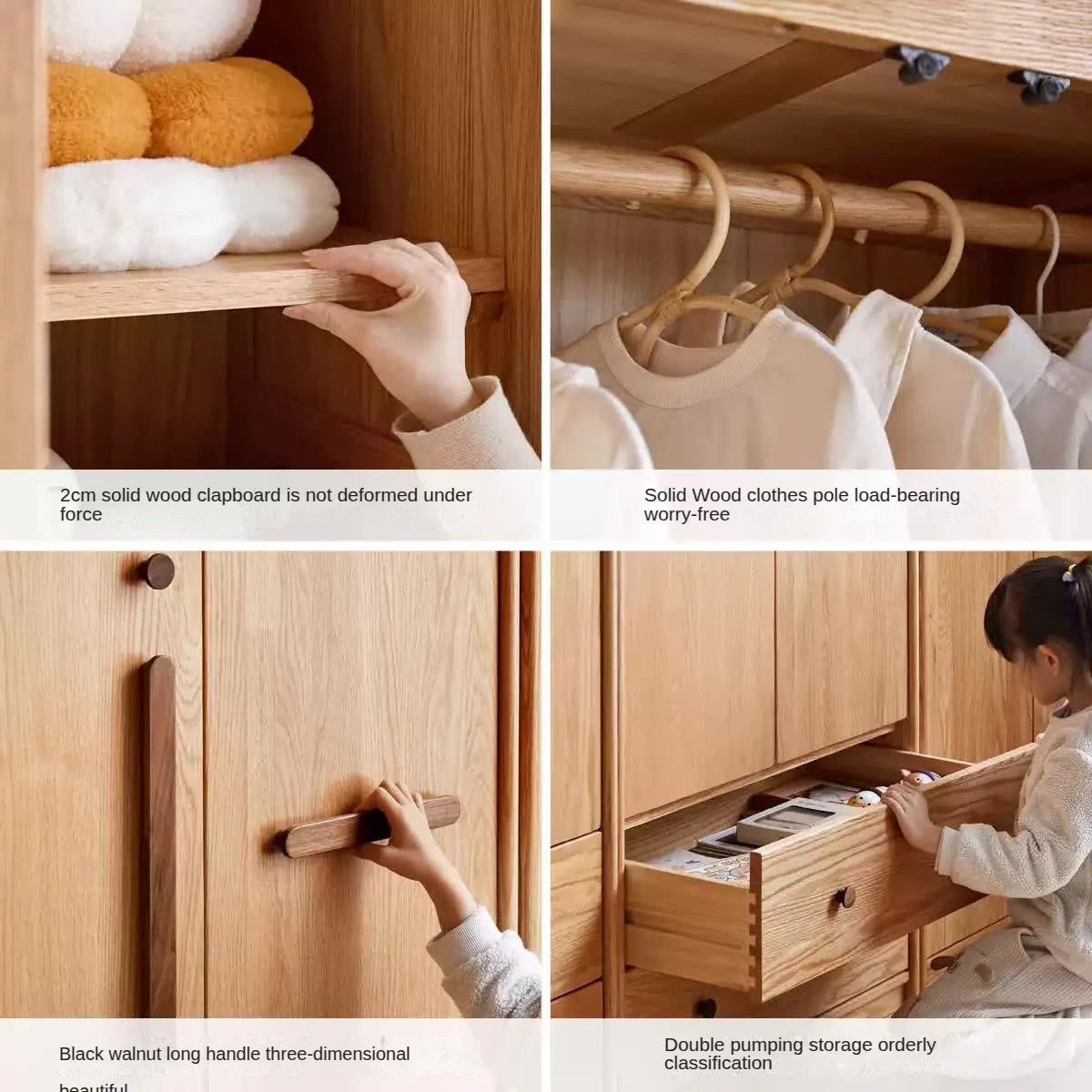 Oak Solid Wood Kids Wardrobe