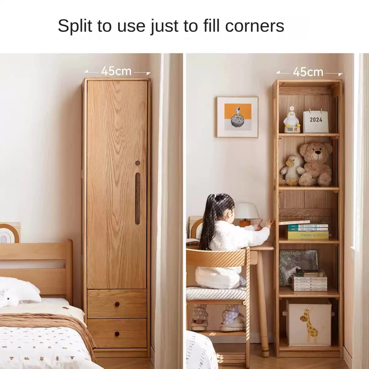 Oak Solid Wood Kids Wardrobe