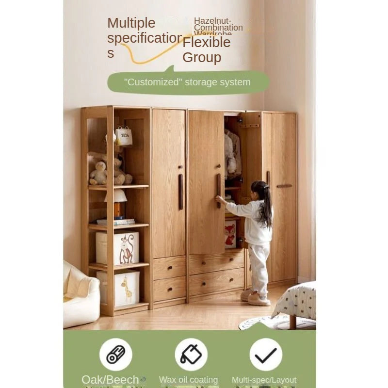 Oak Solid Wood Kids Wardrobe
