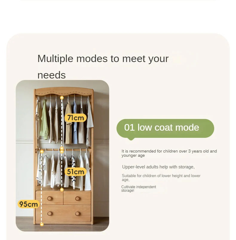 Beech Solid Wood Kids Wardrobe Hanger