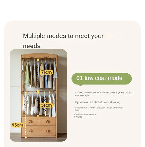 Beech Solid Wood Kids Wardrobe Hanger