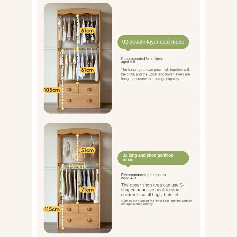 Beech Solid Wood Kids Wardrobe Hanger