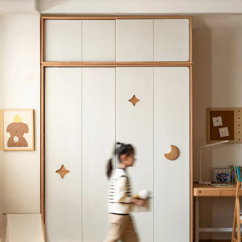 Oak Solid Wood Kids Sliding Door Wardrobe
