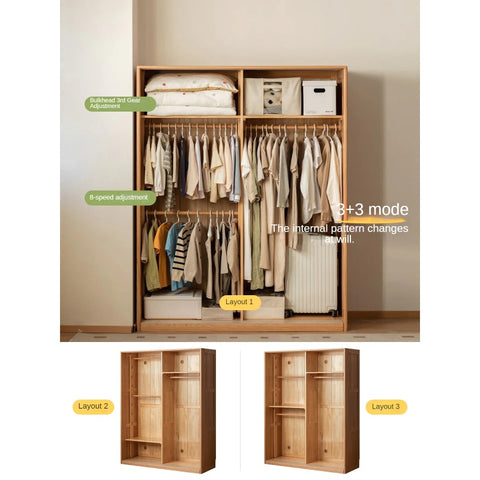 Oak Solid Wood Kids Sliding Door Wardrobe