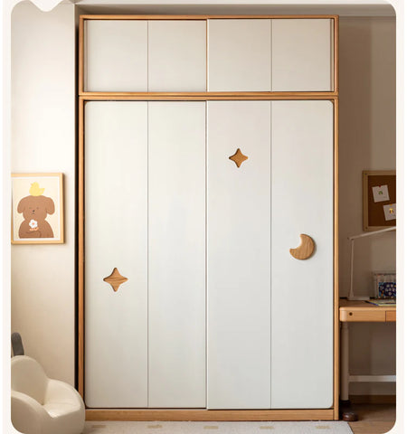 Oak Solid Wood Kids Sliding Door Wardrobe