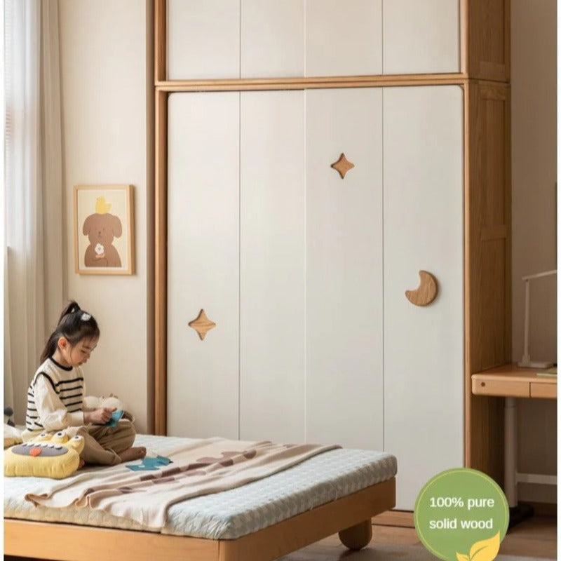 Oak Solid Wood Kids Sliding Door Wardrobe
