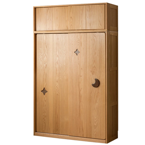 Oak Solid Wood Kids Sliding Door Wardrobe