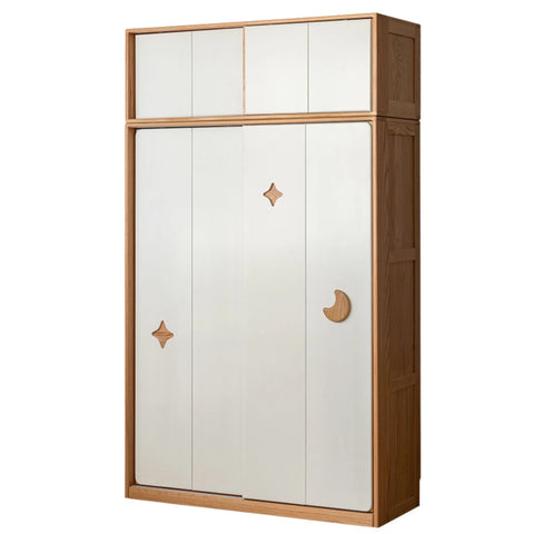 Oak Solid Wood Kids Sliding Door Wardrobe