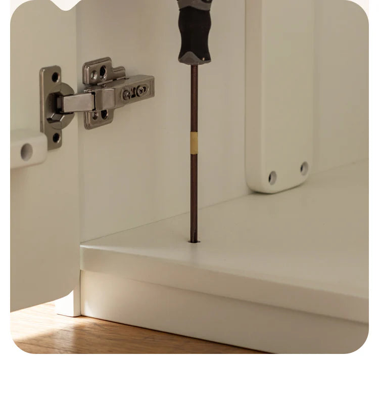 Pine Solid Wood White Cream Kids Wardrobe