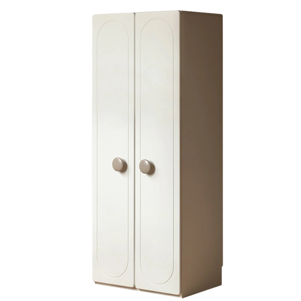 Pine Solid Wood White Cream Kids Wardrobe