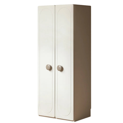 Pine Solid Wood White Cream Kids Wardrobe