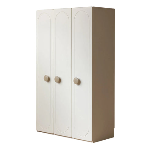 Pine Solid Wood White Cream Kids Wardrobe