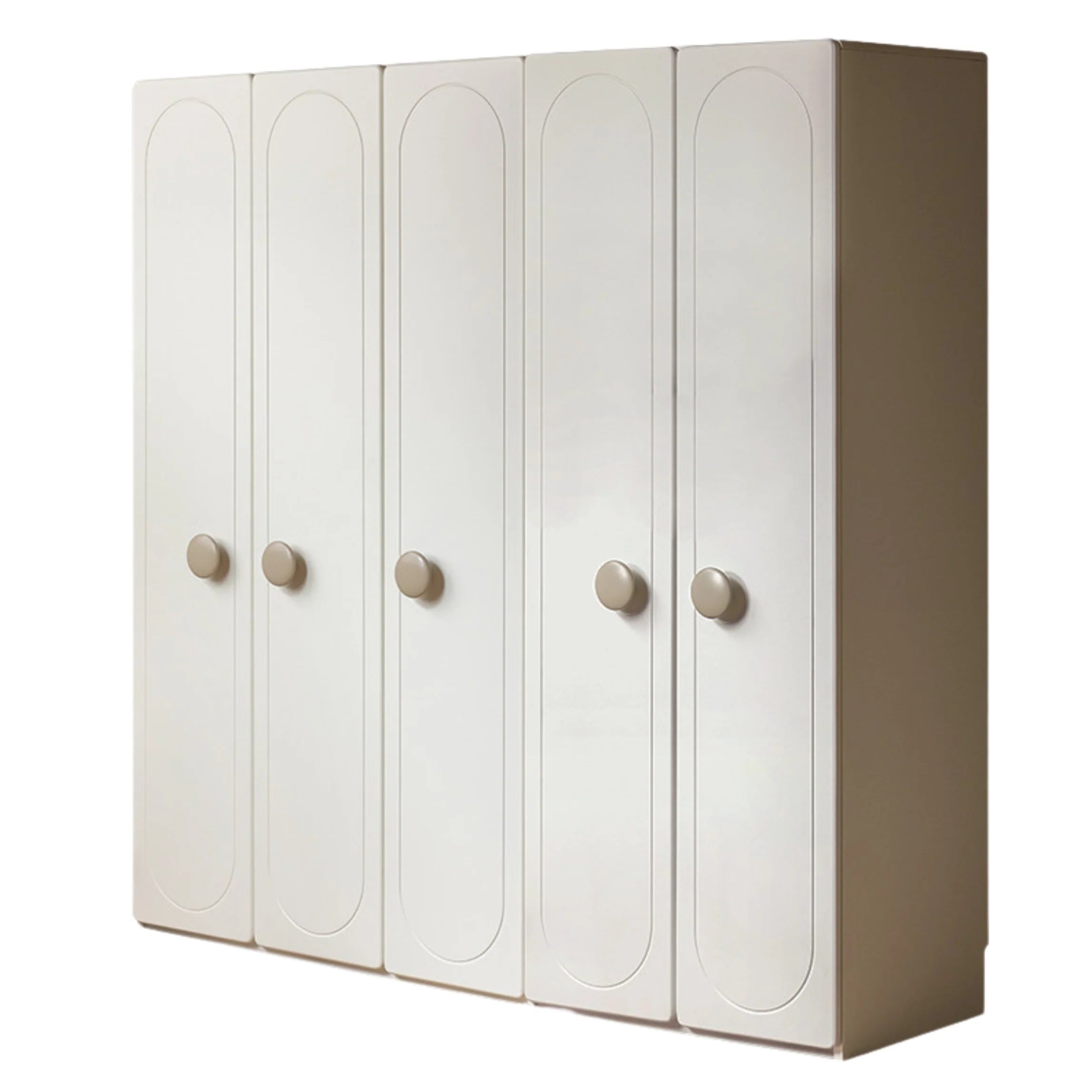 Pine Solid Wood White Cream Kids Wardrobe