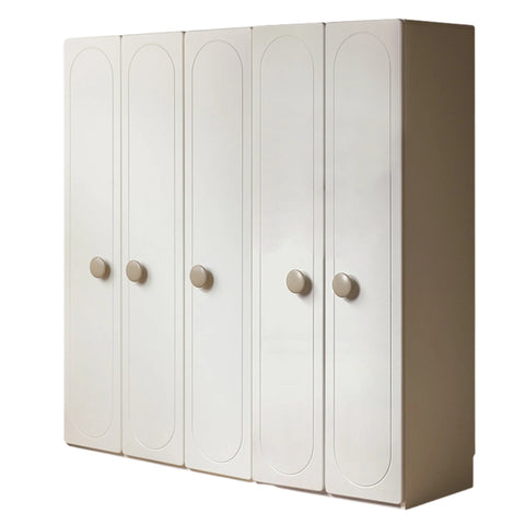 Pine Solid Wood White Cream Kids Wardrobe