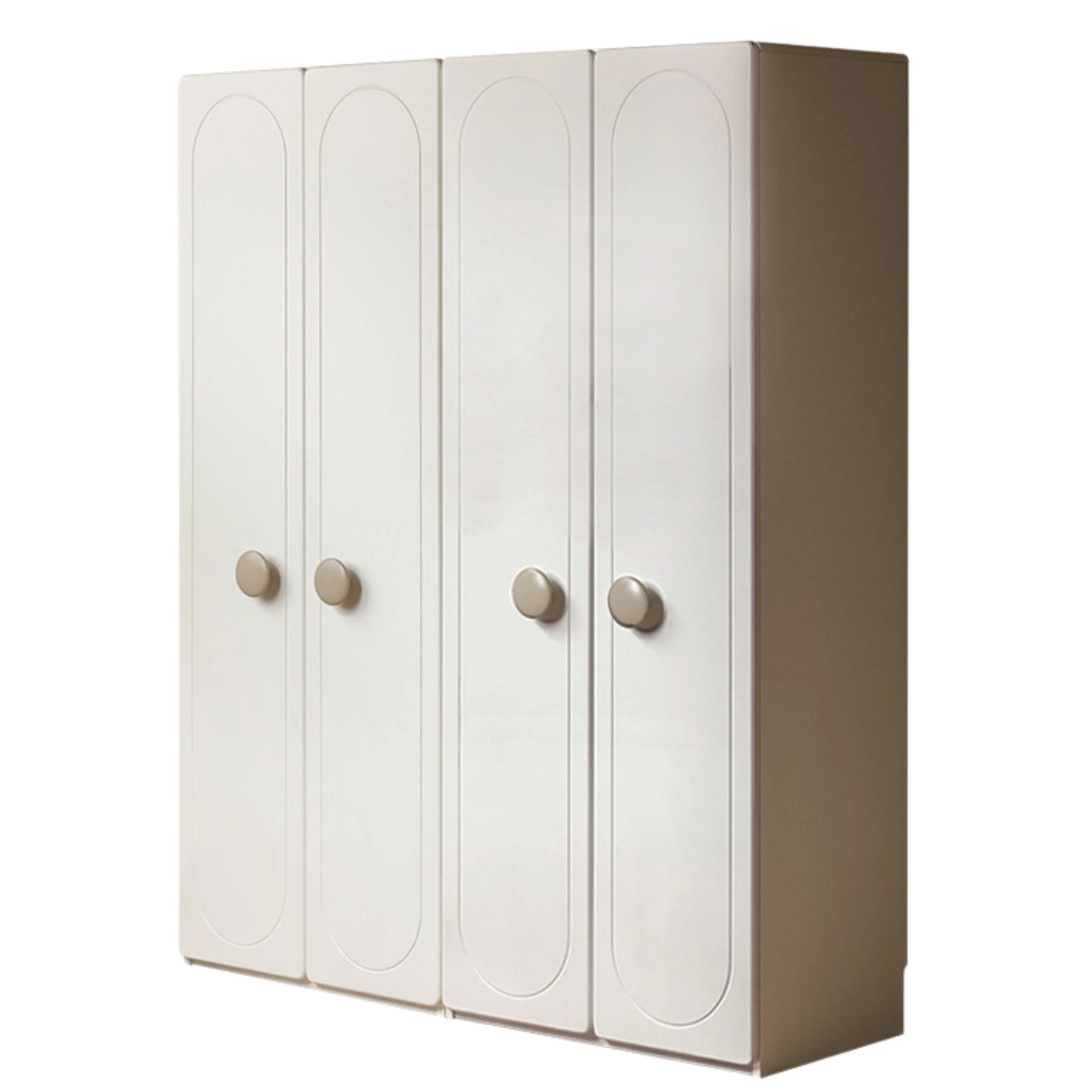 Pine Solid Wood White Cream Kids Wardrobe
