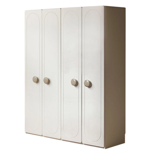 Pine Solid Wood White Cream Kids Wardrobe