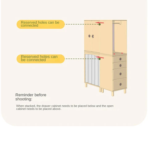 Beech, Rubber Solid Wood Kids Wardrobe