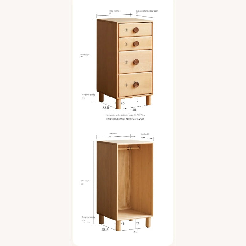 Beech, Rubber Solid Wood Kids Wardrobe