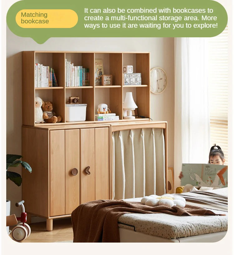 Beech, Rubber Solid Wood Kids Wardrobe