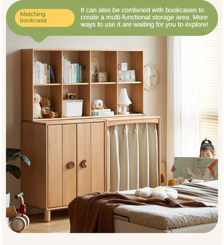 Beech, Rubber Solid Wood Kids Wardrobe