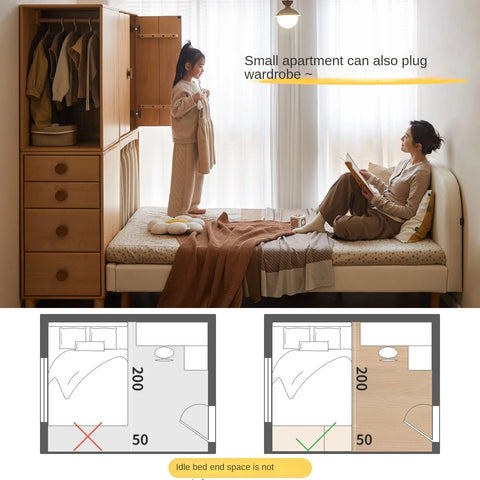 Beech, Rubber Solid Wood Kids Wardrobe