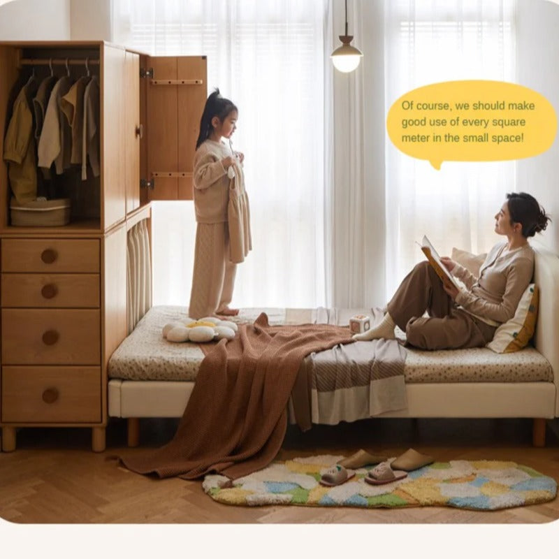 Beech, Rubber Solid Wood Kids Wardrobe