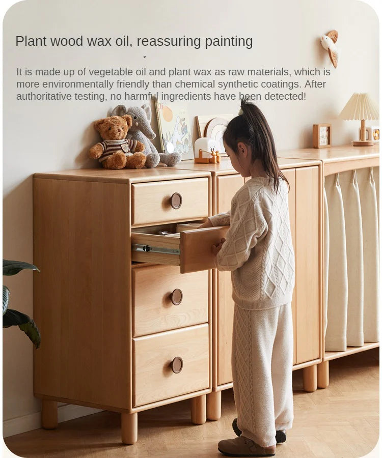 Beech, Rubber Solid Wood Kids Wardrobe