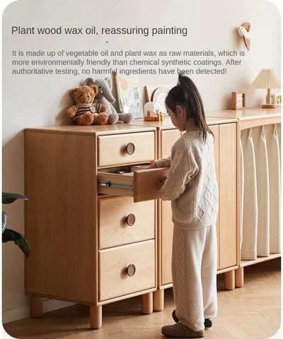 Beech, Rubber Solid Wood Kids Wardrobe