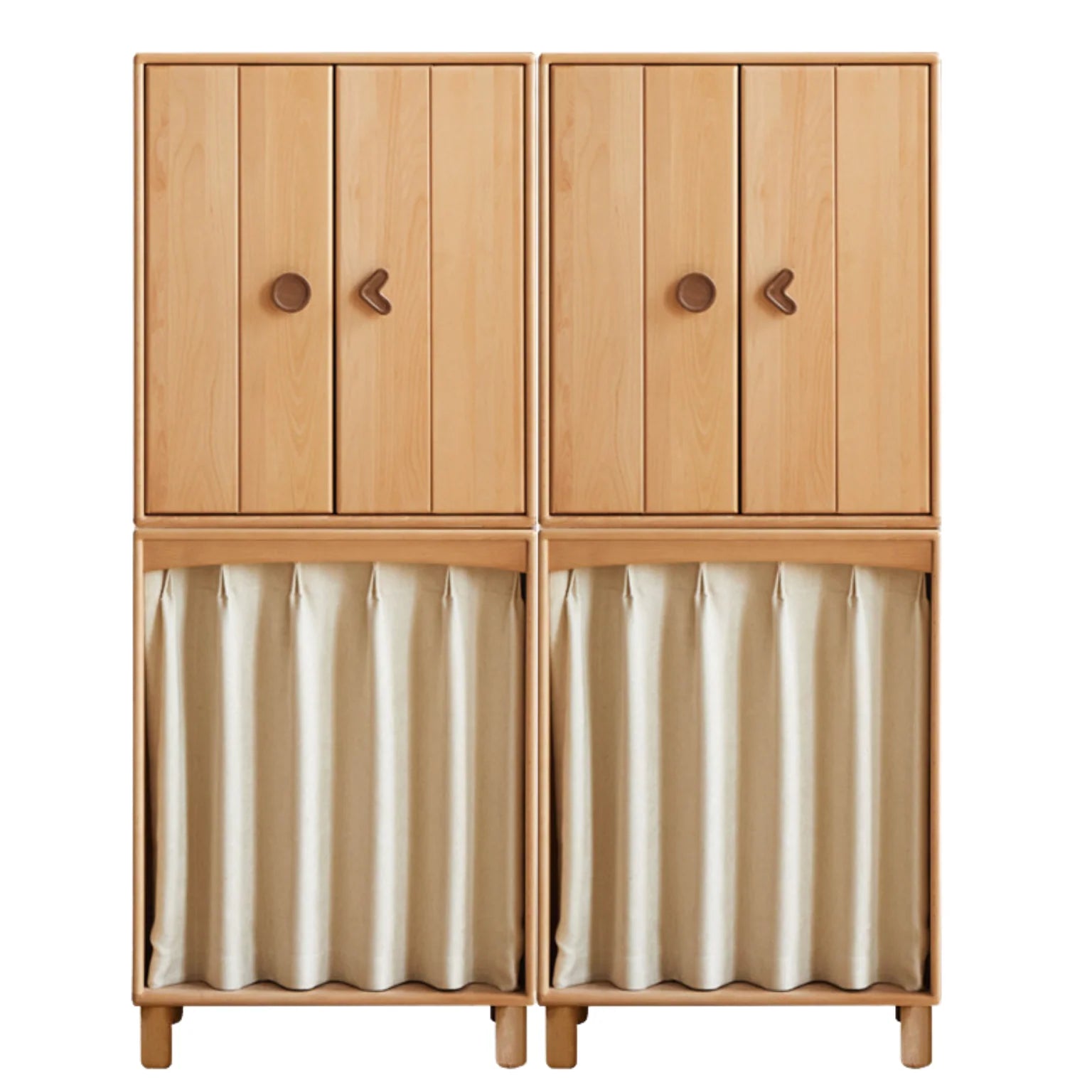 Beech, Rubber Solid Wood Kids Wardrobe