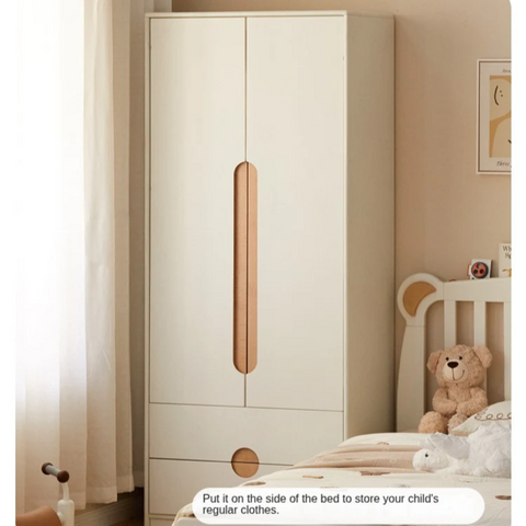 Solid Rubberwood, Beech Solid Wood Kids Wardrobe