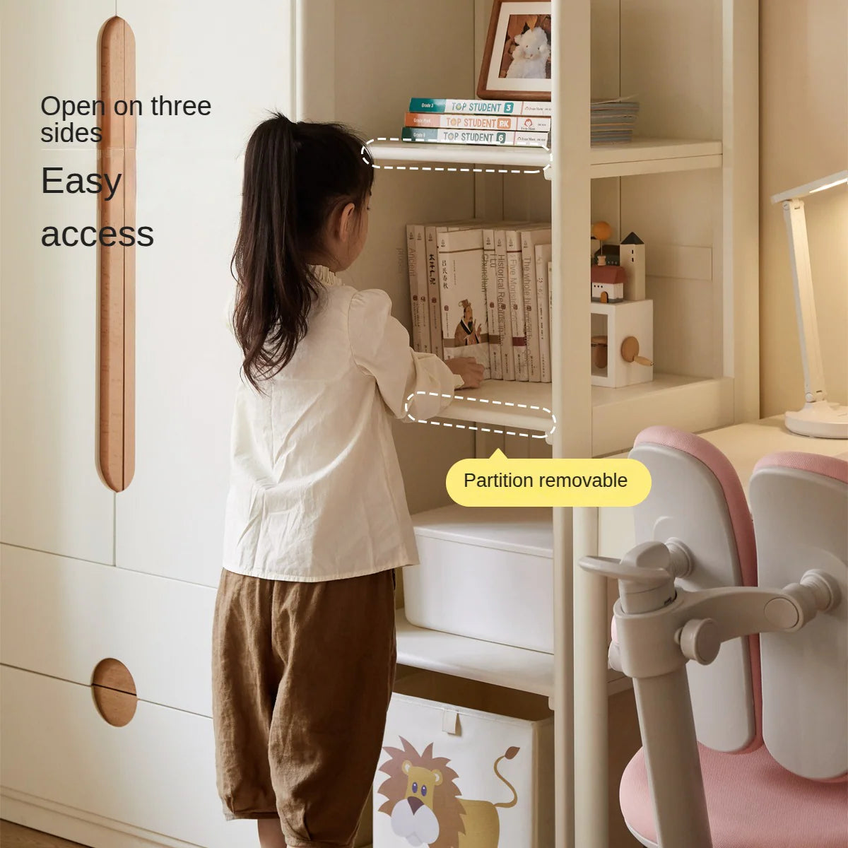 Solid Rubberwood, Beech Solid Wood Kids Wardrobe