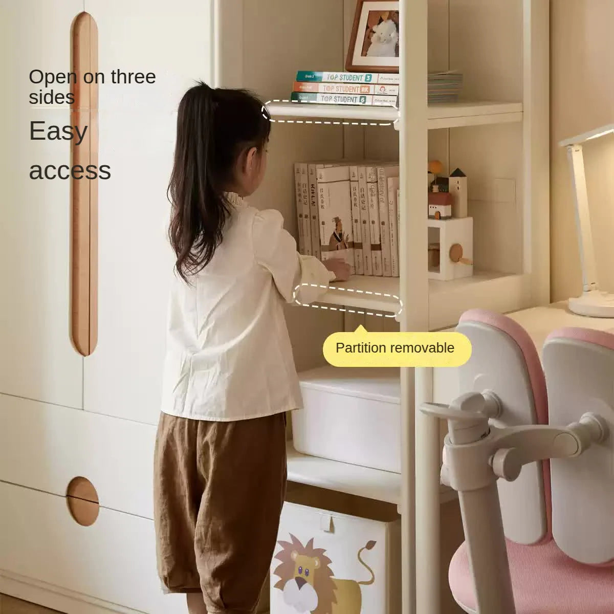 Solid Rubberwood, Beech Solid Wood Kids Wardrobe