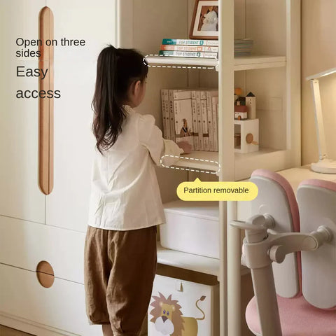 Solid Rubberwood, Beech Solid Wood Kids Wardrobe