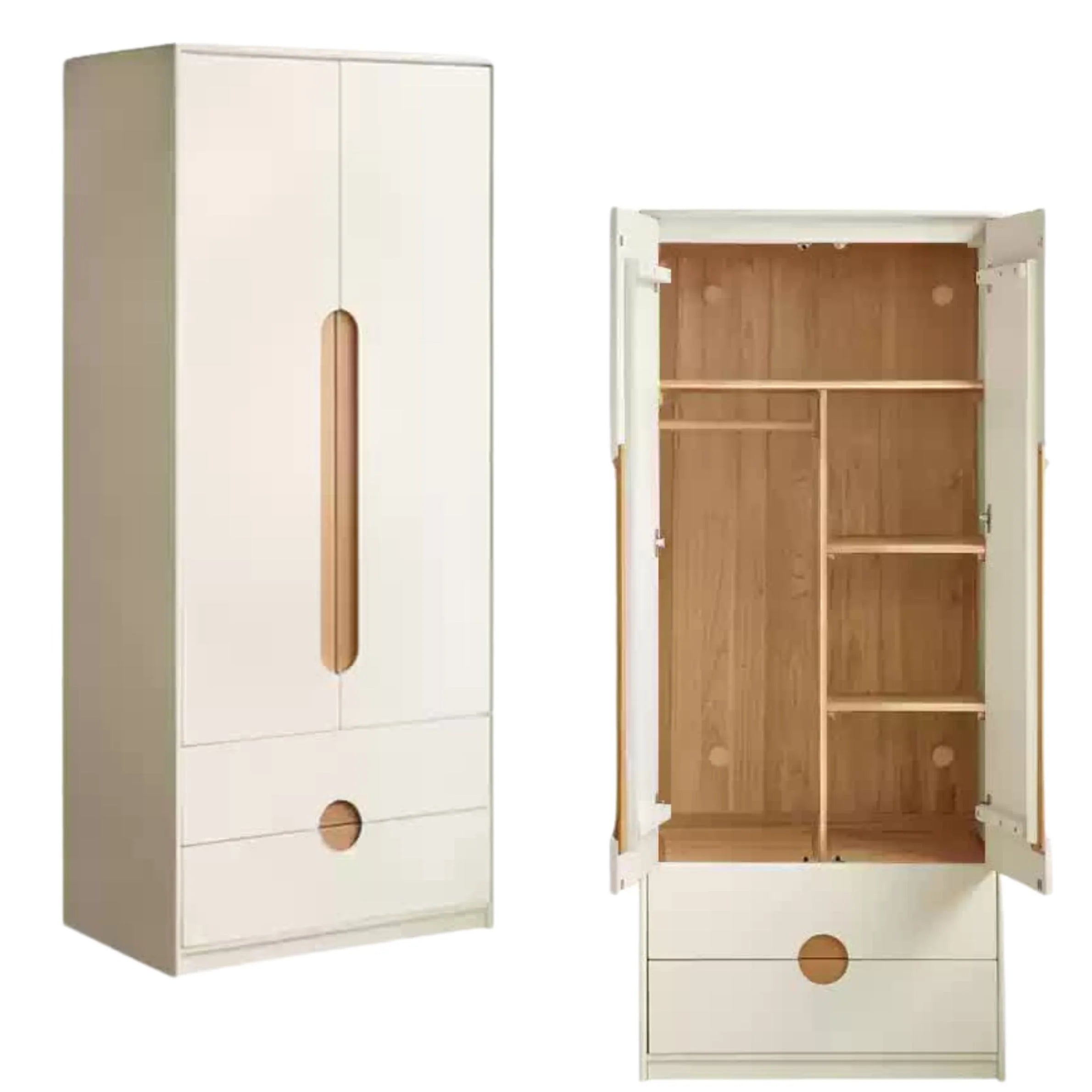 Solid Rubberwood, Beech Solid Wood Kids Wardrobe