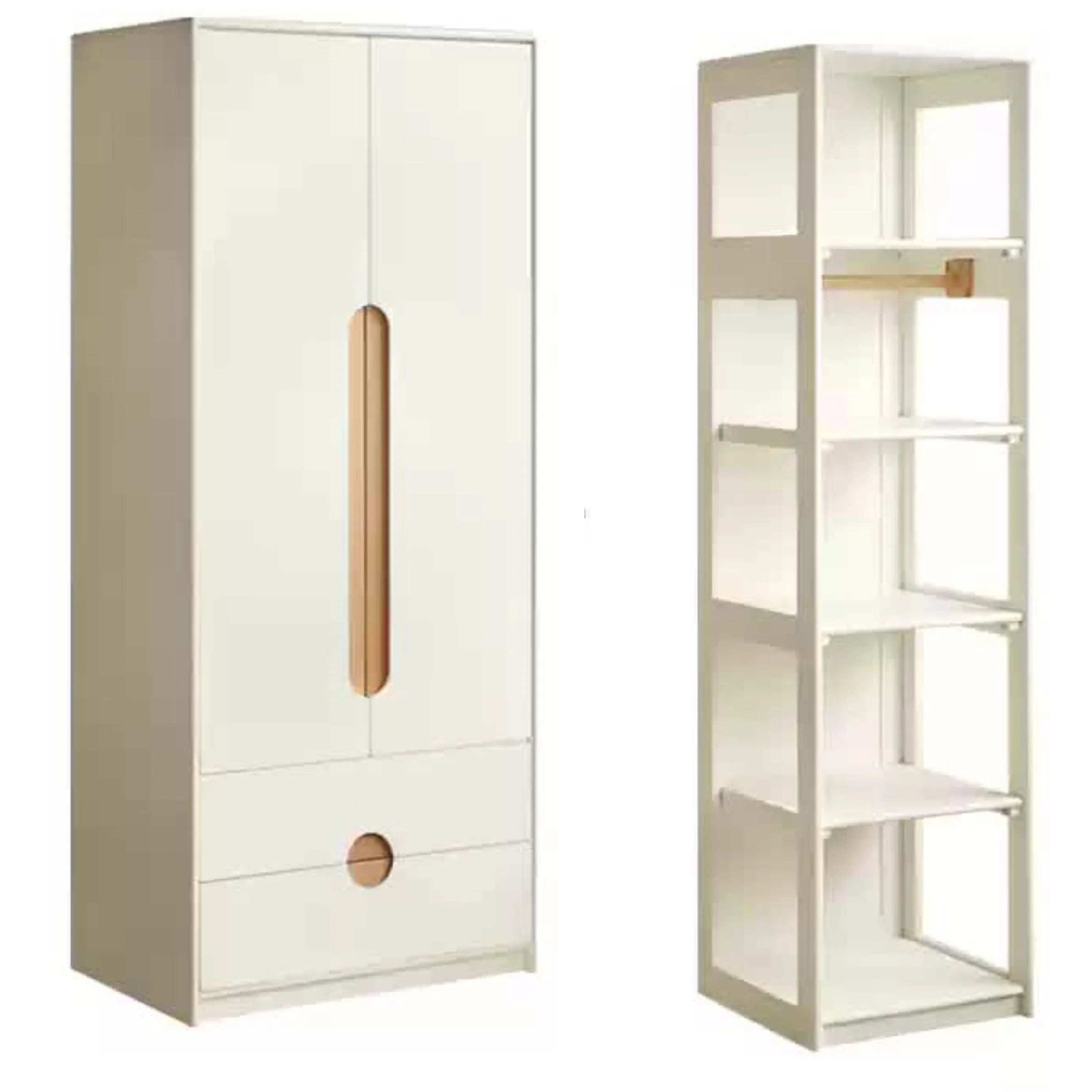 Solid Rubberwood, Beech Solid Wood Kids Wardrobe
