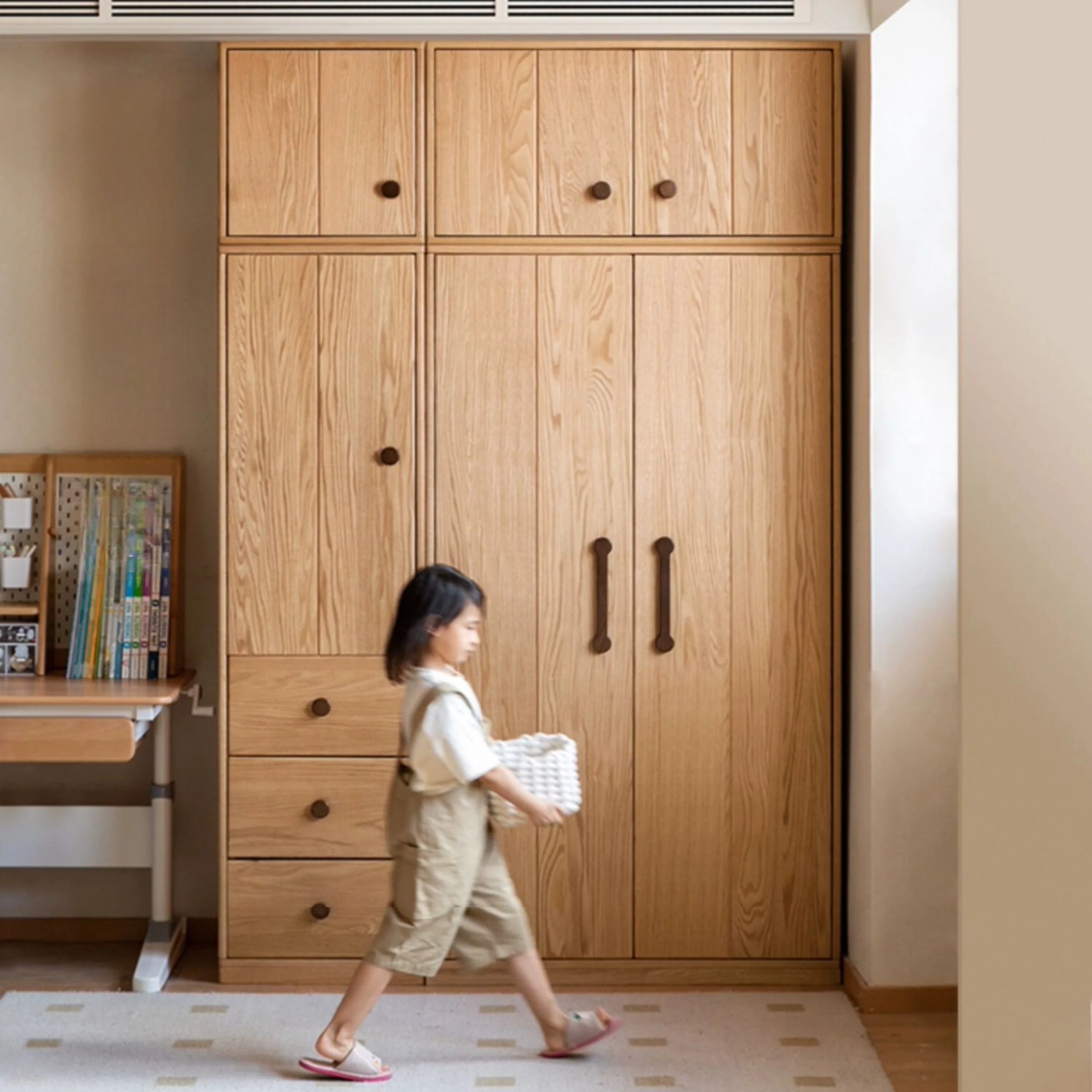 Oak Solid Wood Kids Wardrobe