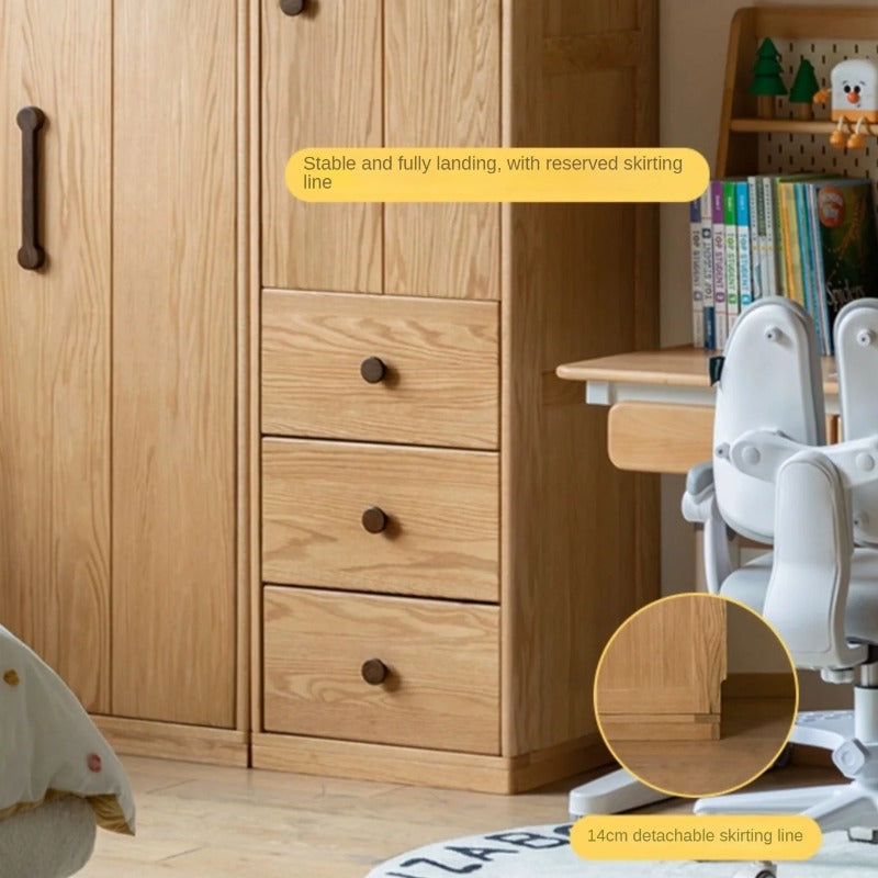 Oak Solid Wood Kids Wardrobe