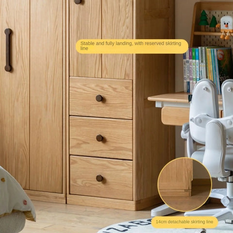 Oak Solid Wood Kids Wardrobe