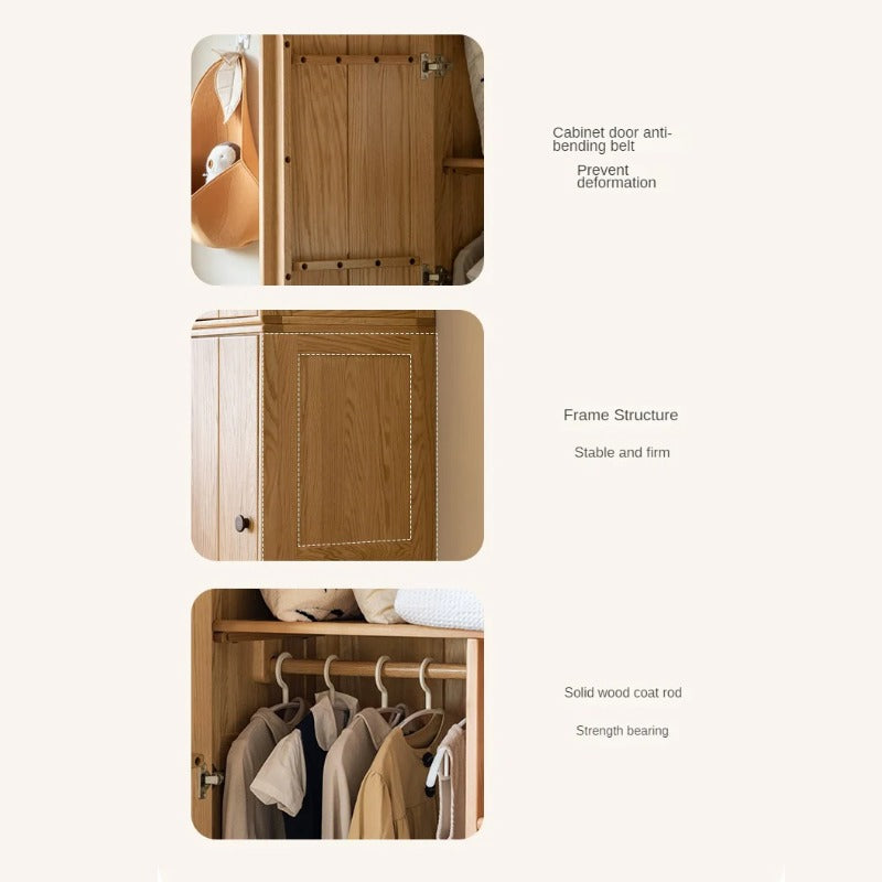 Oak Solid Wood Kids Wardrobe