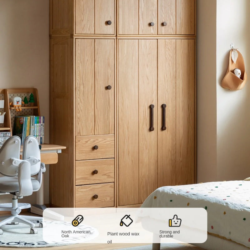 Oak Solid Wood Kids Wardrobe