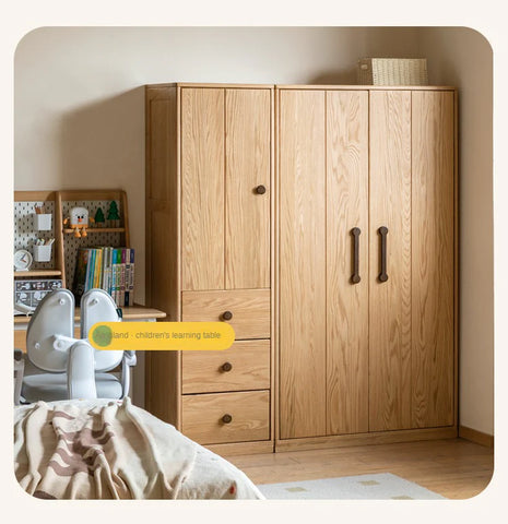 Oak Solid Wood Kids Wardrobe