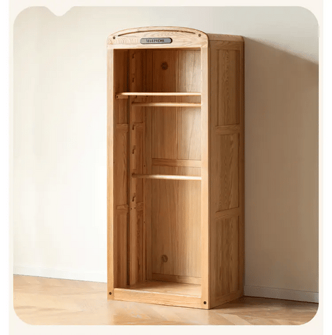 Oak Solid Wood, Solid Rubberwood Kids Simple Wardrobe