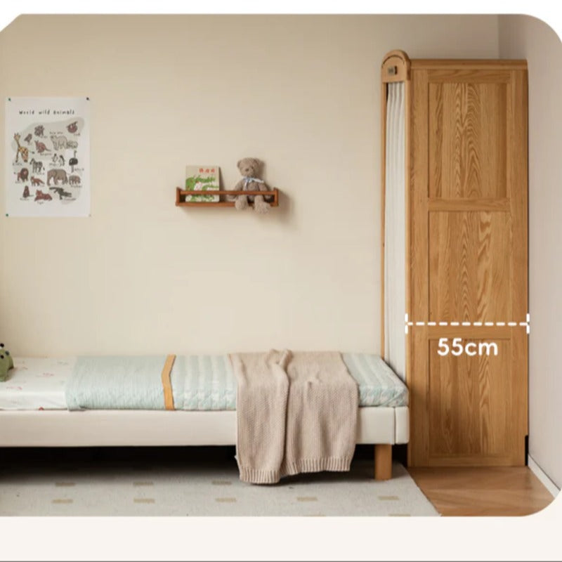 Oak Solid Wood, Solid Rubberwood Kids Simple Wardrobe