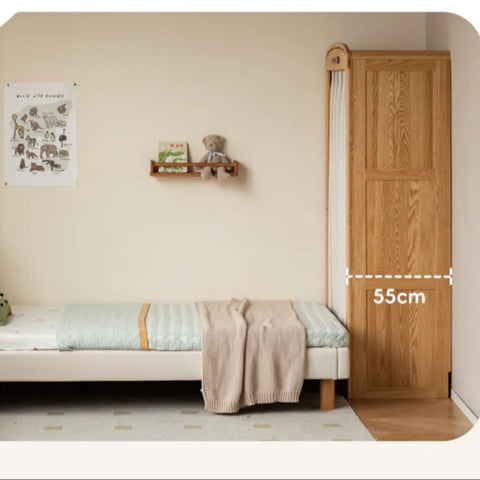 Oak Solid Wood, Solid Rubberwood Kids Simple Wardrobe