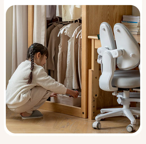 Oak Solid Wood, Solid Rubberwood Kids Simple Wardrobe