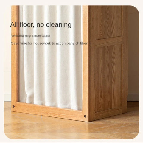 Oak Solid Wood, Solid Rubberwood Kids Simple Wardrobe